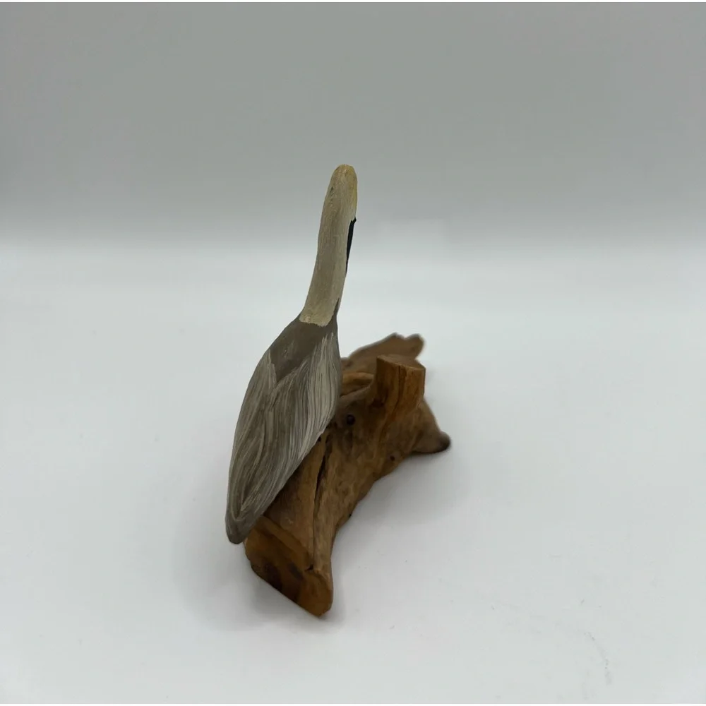 Whitton Handcarving Driftwood Statue Figurine Pelican Bird Collectible Vintage